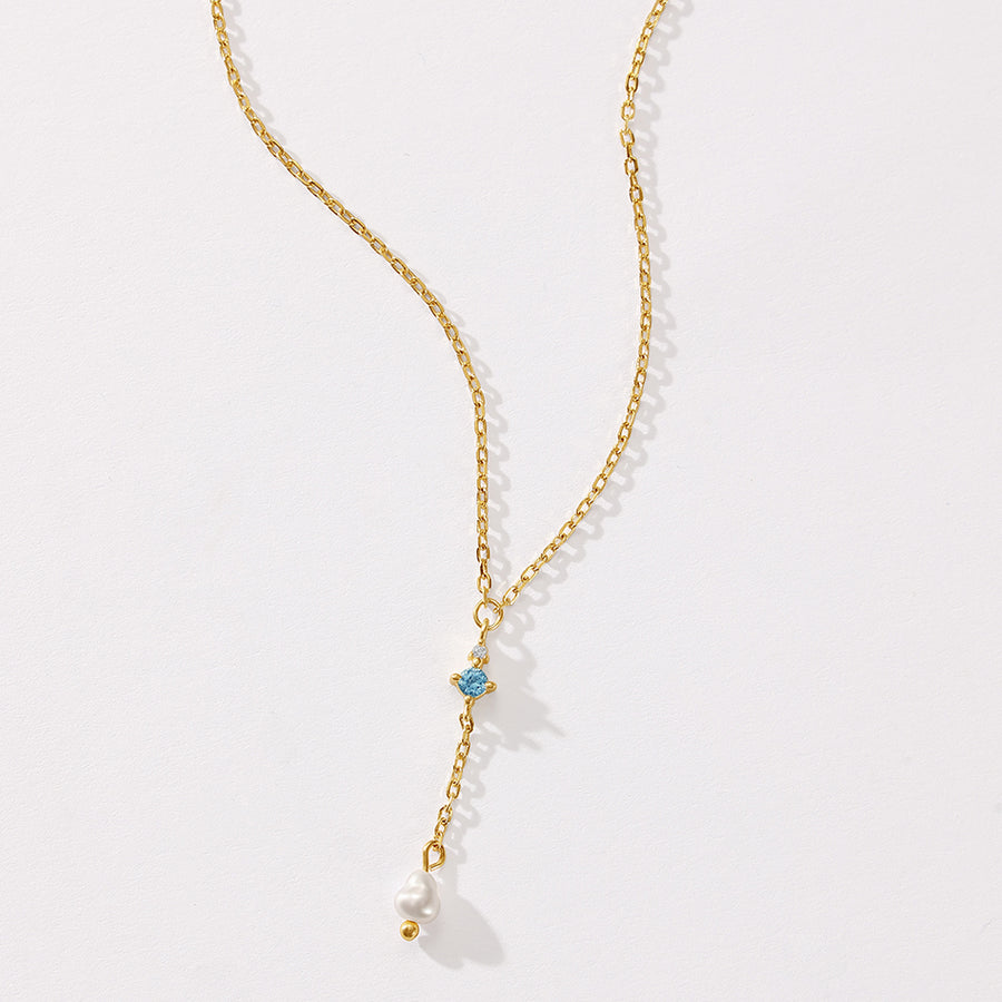 VFX0546 Lariat Y Shape Shell Pearl Necklace