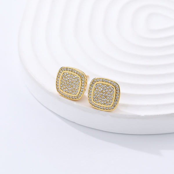 FE2648 925 Sterliang Silver Geometric Square Zirconia Stud Earring