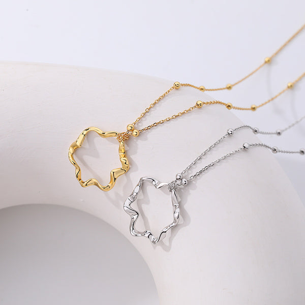 FX0983 925 Sterling Silver Irregular Cutout Geometric Necklace