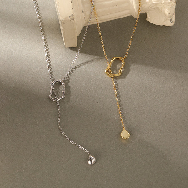 FX1163 925 Sterling Silver Toggle Water Drop Pendant Necklace