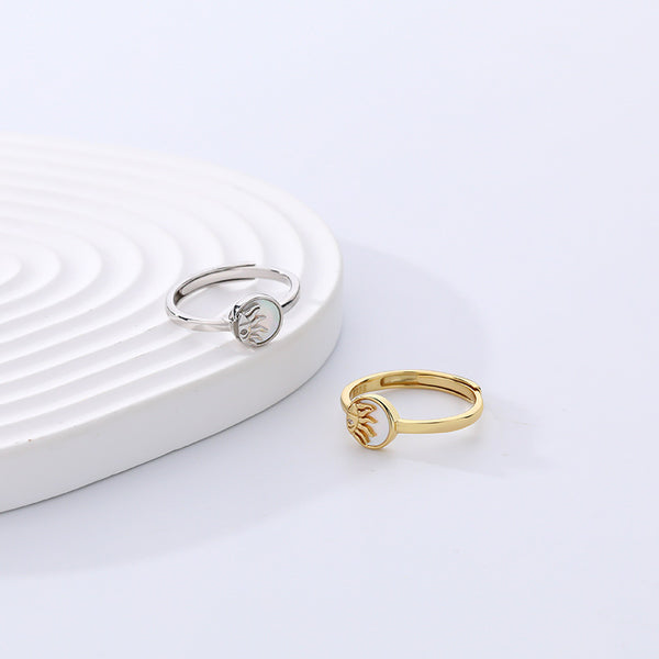 FJ0860 925 Sterling Silver Sunshine White Shell Ring