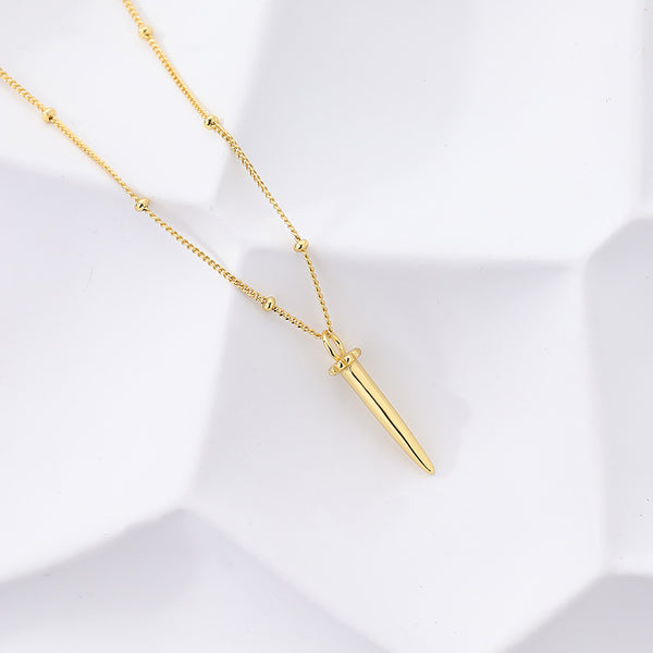 FX0984 925 Sterling Silver Gold Sword Pendant Necklace
