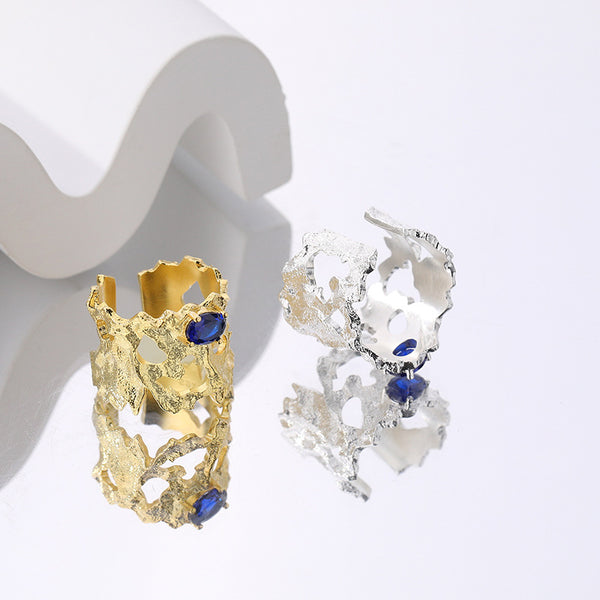 FJ0945 925 Sterling Silver Blue Zircon Ring