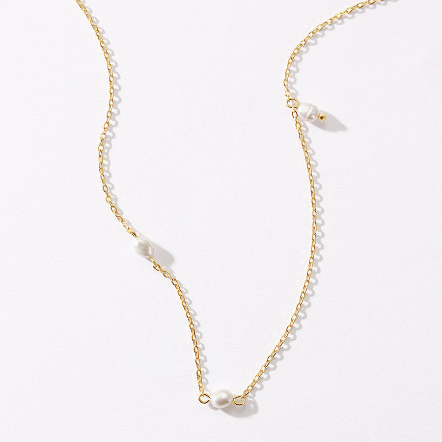 VFX0572 Shell Pearl Sideways Necklace