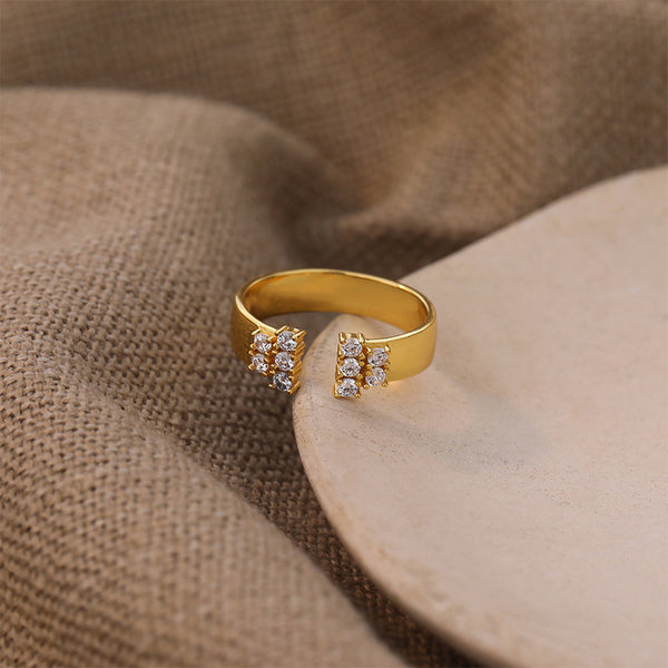 FJ1081 925 Sterling Silver Moden CZ Open Ring