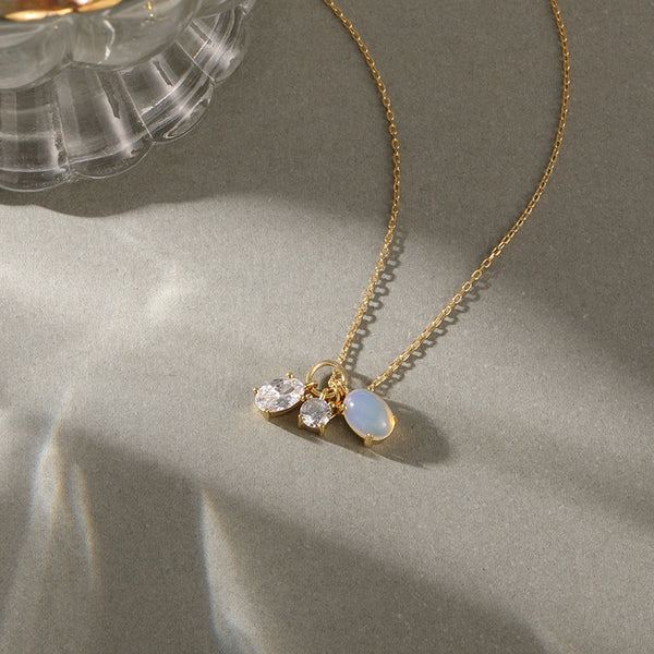 FX1168 Zircon Moonstone Pendant Necklace