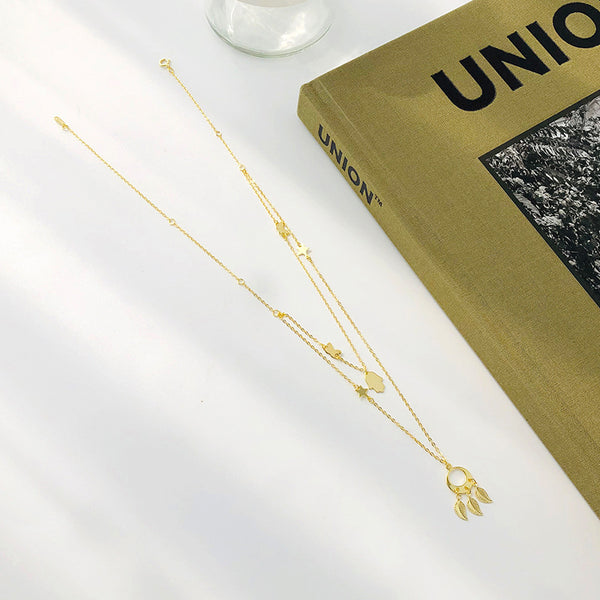 FX1048 925 Sterling Silver Dream Catcher Hamsa Hand Double Layer Necklace