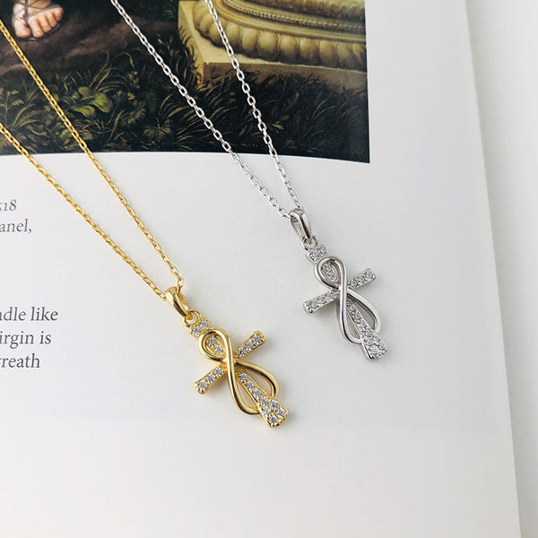 FX1170 Endless Circle Cross Pendant Necklace