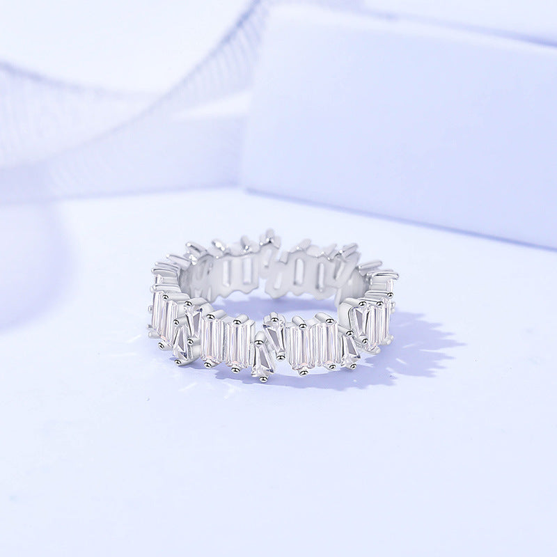 FJ1134 925 Sterling Silver Cluster Diamond Ring