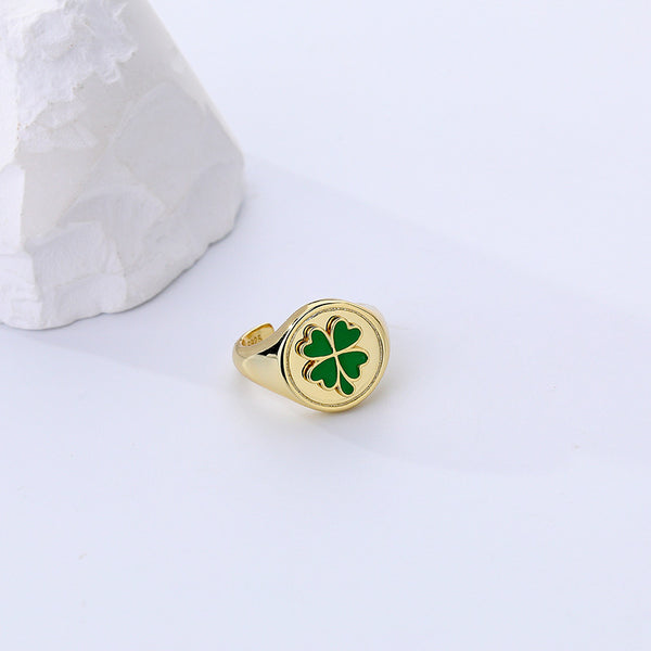 FJ0885 925 Sterling Silver Four Leaf Clover Ring