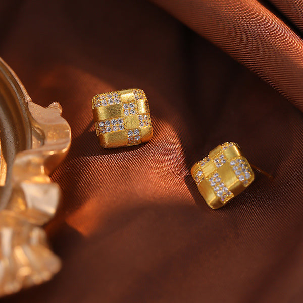 FE3035 925 Sterling Silver Geometric Square Frosted Stud Earrings