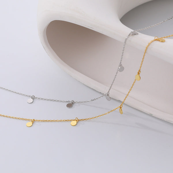 FX0954 925 Sterling Silver Disc Coin Women Necklaces