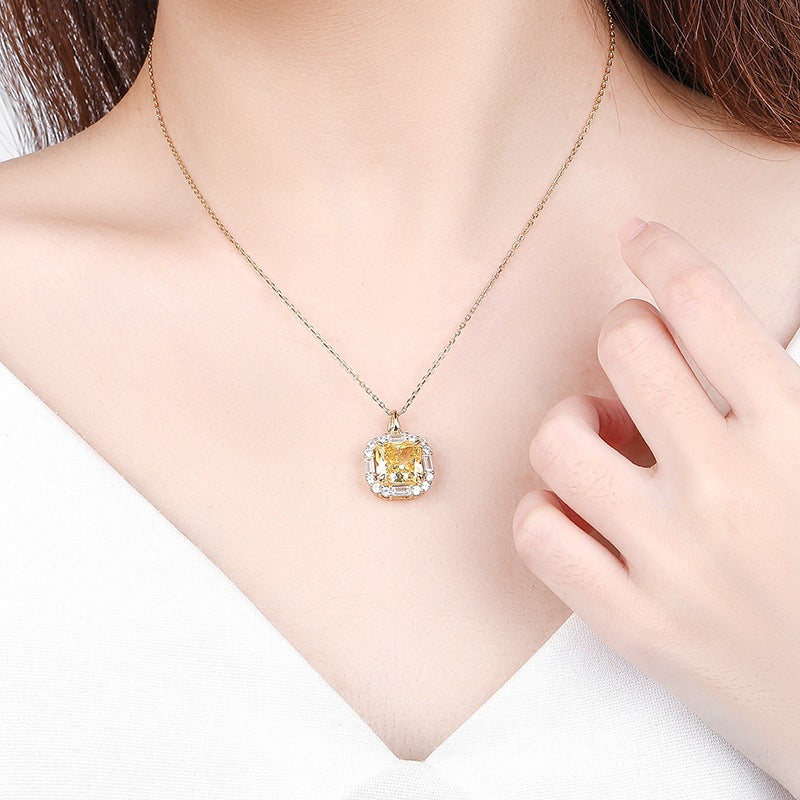 FX1223 925 Sterling Luxury Yellow Diamond Necklace
