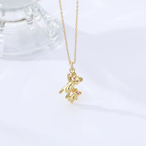FX1093 925 Sterling Silver Cute Waving Bear Pendant Necklace