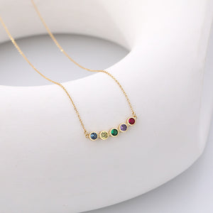 FX1002 925 Sterling Silver Round Bezel Rainbow Cubic Zirconia Smile Bar Necklaces