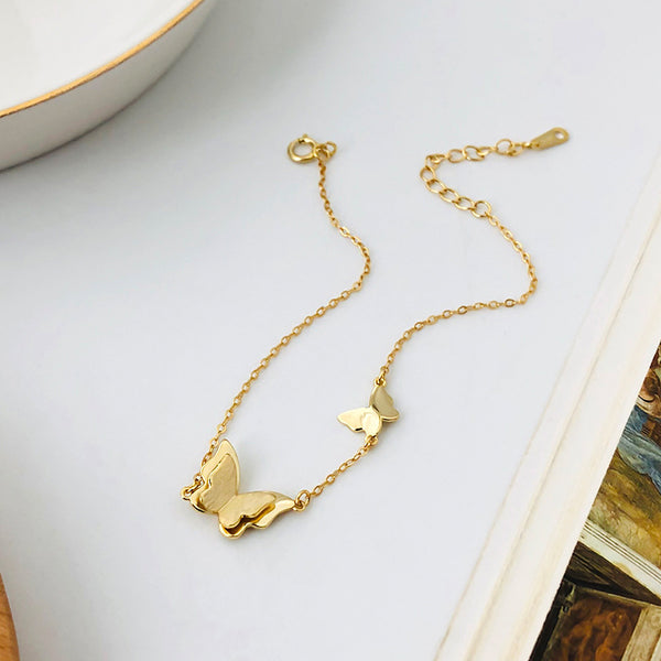 FS0335 925 Sterling Silver Double Butterfly Bracelet