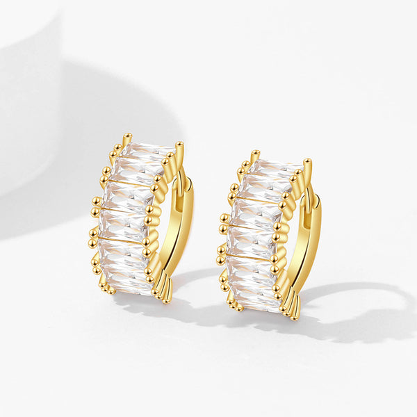 FE3011 925 Sterling Silver Baguette Hoop Earring