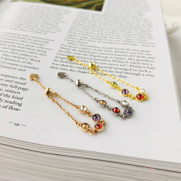 K319K 925 Sterling Silver Rainbow Crystal Chain Ring