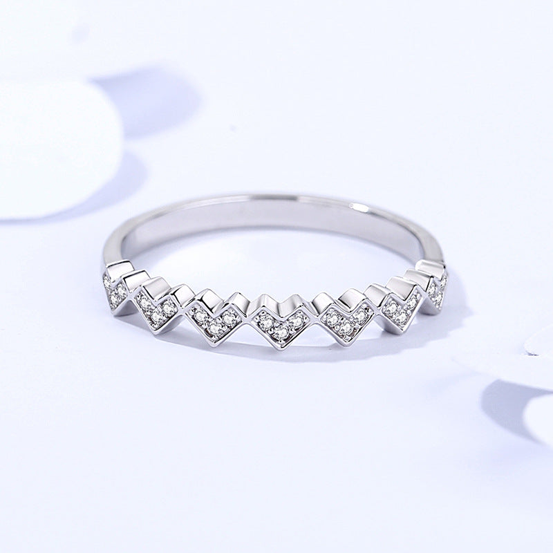 FJ1144 925 Sterling Silver Pave Hearts Ring