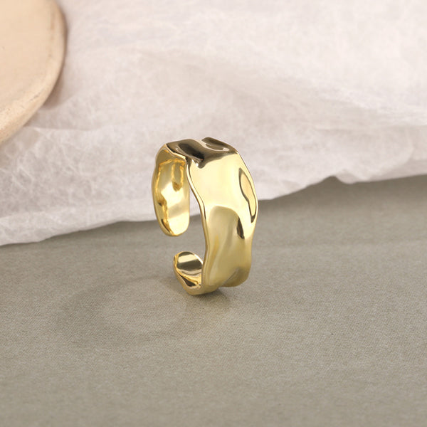 FJ0977 925 Sterling Silver Concave-Convex Frosted Curved Irregular Ring