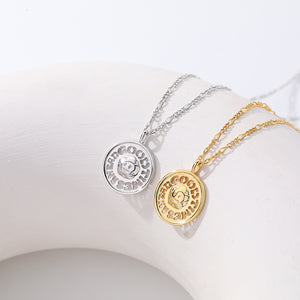 FX0974 925 Sterling Silver Cute Cartoon Smiling Face Sunflower Necklace