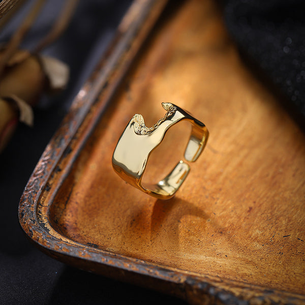 FJ1072 925 Sterling Silver Vintage Irregular Open Ring