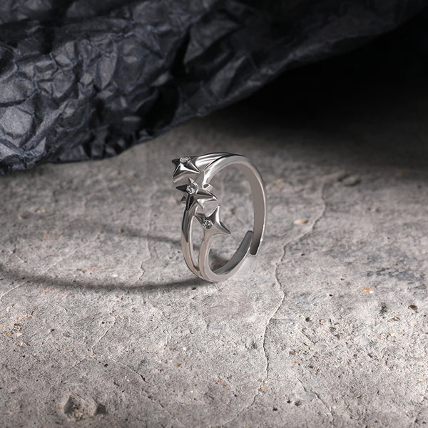 FJ0900 925 Sterling Silver Trio Star Ring