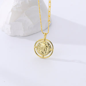 FX0988 925 Sterling Silver Embossed Ancient Coin Portrait Necklace
