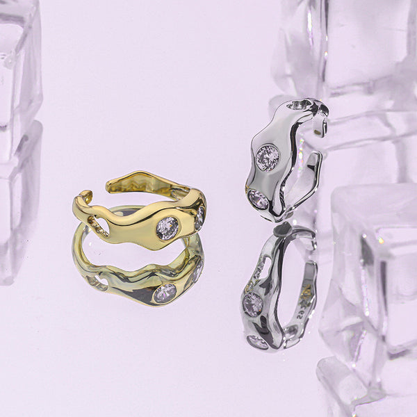 FJ0971 925 Sterling Silver Wave Genstone Ring