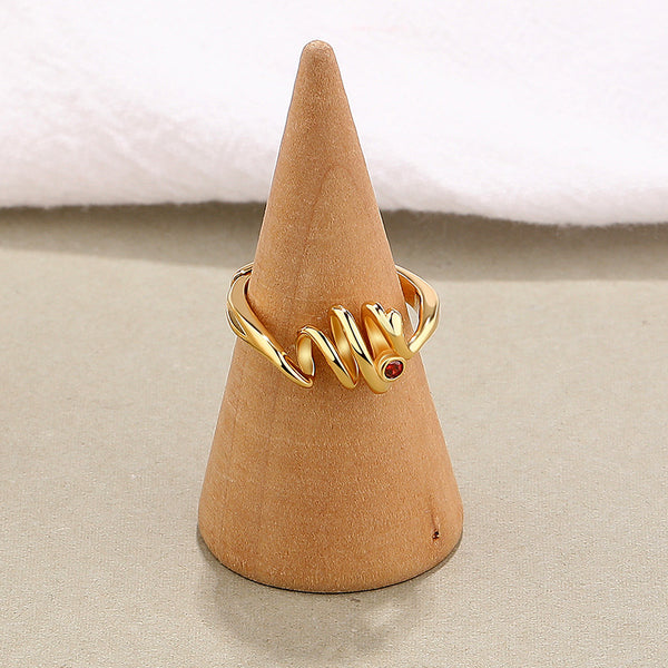 FJ0975 925 Sterling Silver Crystal Spiral Ring