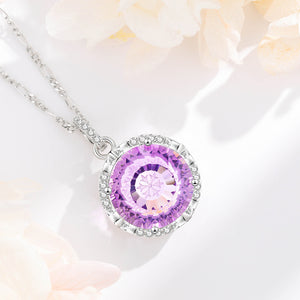 FX1228 925 Sterling Silver Purple Crystal Pendant Necklace