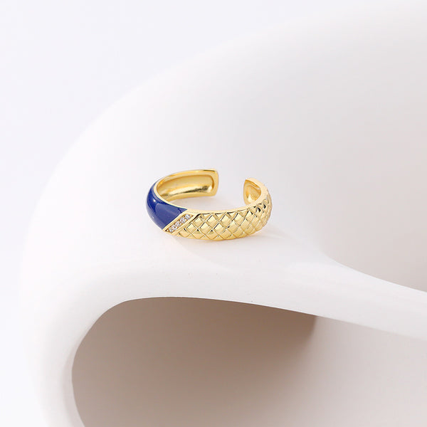 FJ0947 925 Sterling Silver Two-tone Enamel Ring