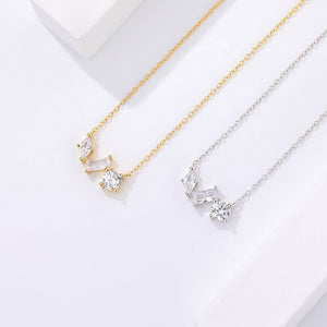 FX1063 925 Sterling Silver Geometry Baguette Marquise Necklaces