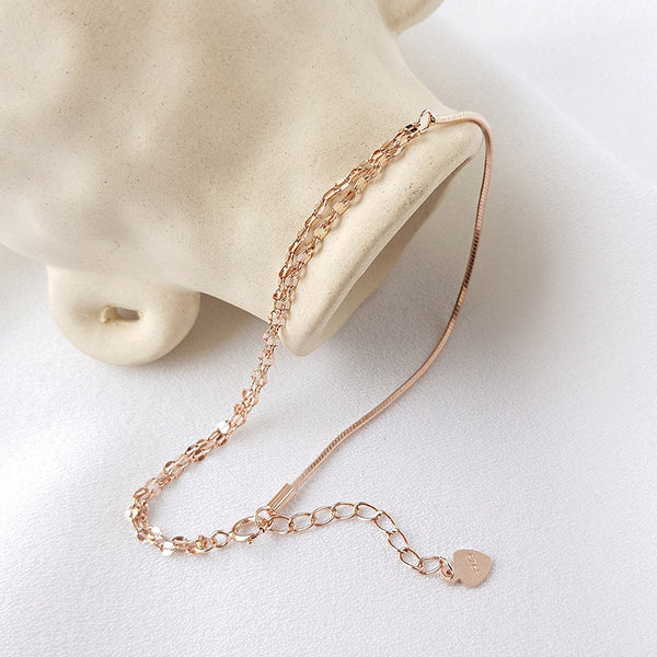 FS0333 925 Sterling Silver Minimalist Rose Gold Bracelet