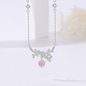 FX1239 925 Sterling Silver Pink Love Pendant Necklace