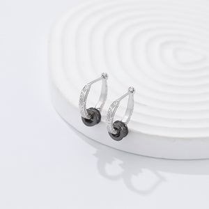 FE2484 925 Sterling Silver Textured Contrasting Hoop Earrings