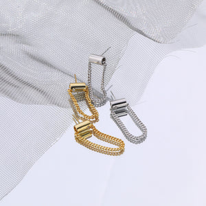 FE2571 925 Sterling Silver Tassel Cylinder Chain Stud Earring