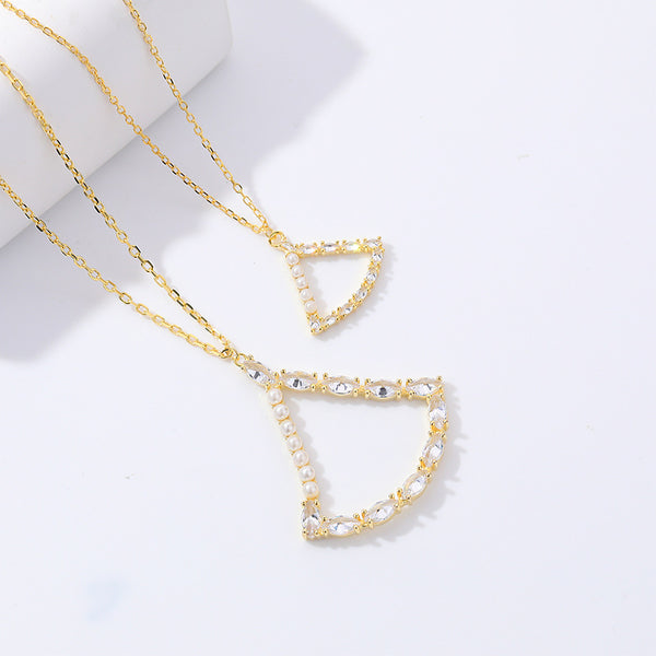 FX1081 925 Sterling Silver Zircon Openwork Fan Shell Pearl Necklace