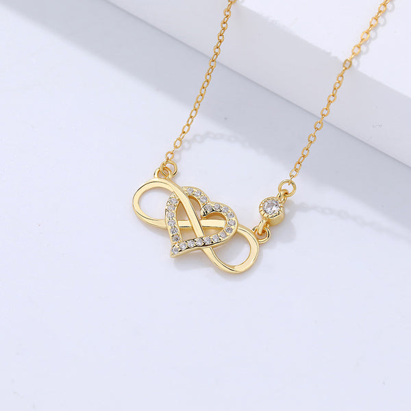 FX1062 925 Sterling Silver Zircon Heart Mobius Clavicle Chain Necklace
