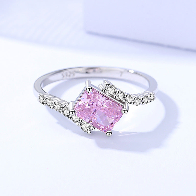 FJ1048 925 Sterling Silver Pink Cubic Zirconia Ring