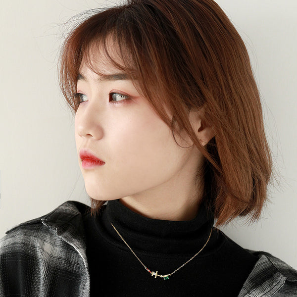 FX1167 925 Sterling Silver Colorful Zircon Necklace