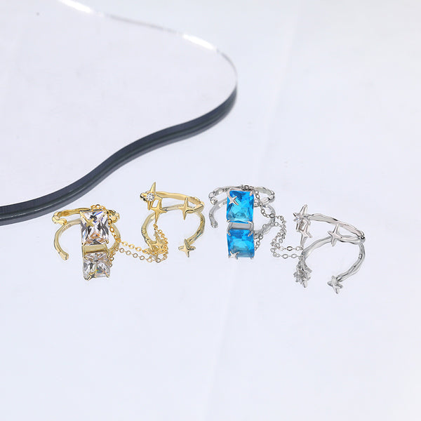 FJ0929 925 Sterling Silver Duo Starlight Open Ring