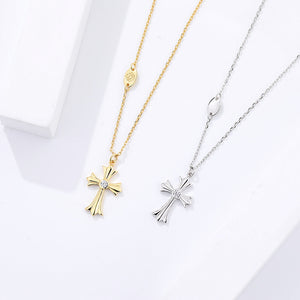 FX1061 925 Sterling Silver Cross Pendant Necklace