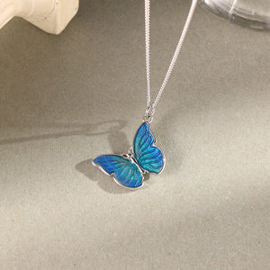 FX1169 Enamel Butterfly Pendant Necklace