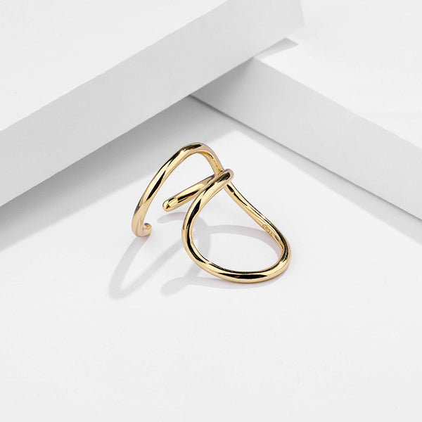 FJ0870 925 Sterling Silver Simple Geometry Ring