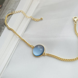 FS0384 925 Sterling Silver Sweet Blue Crystal Bracelet