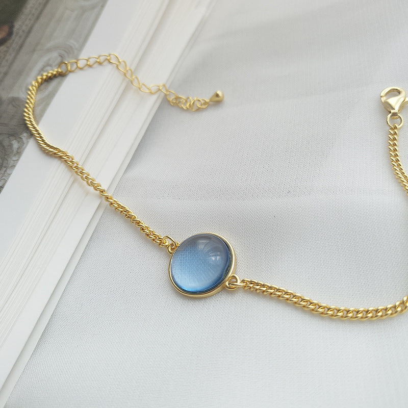 FS0384 925 Sterling Silver Sweet Blue Crystal Bracelet