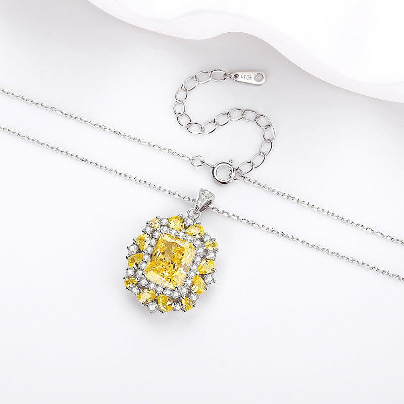 FX1205 925 Sterling Silver Yellow Crystal Necklace