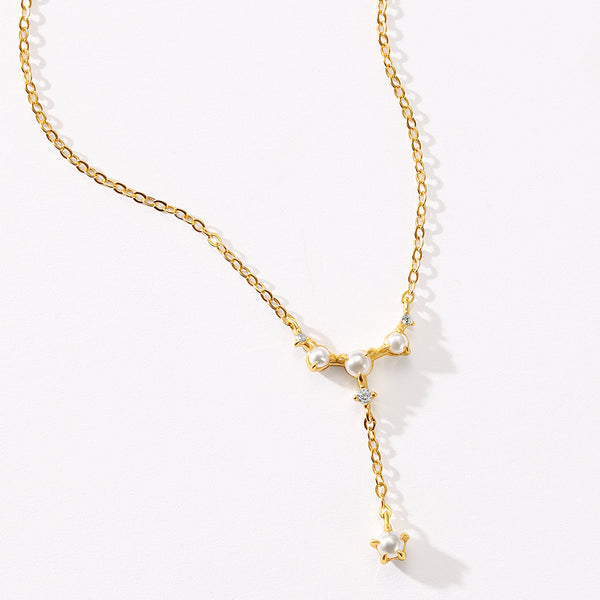 VFX0529 Y-shaped pearl and tassel necklace