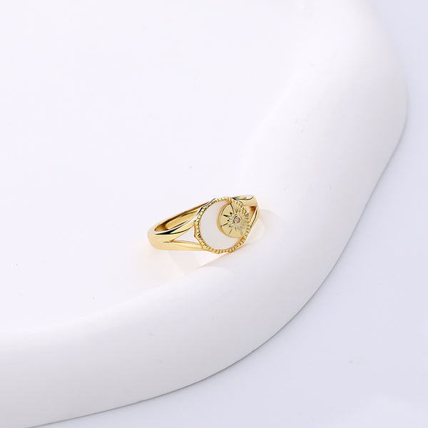 FJ0861 925 Sterling Silver Sun Signet Ring